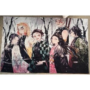 Demon Slayer Tapestry Tanjiro Nezuko Zenitsu Inosuke Fabric Wall Poster Anime
